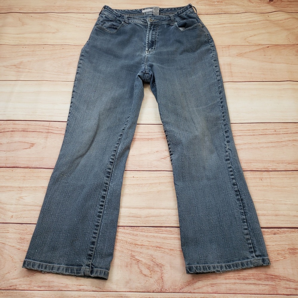VTG Chicos Platinum Jeans Womens 1.5 Short Straight Leg‎ Jeans Blue Medium Wash